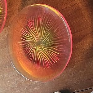 Vintage Amberina Starburst Plates set of 4